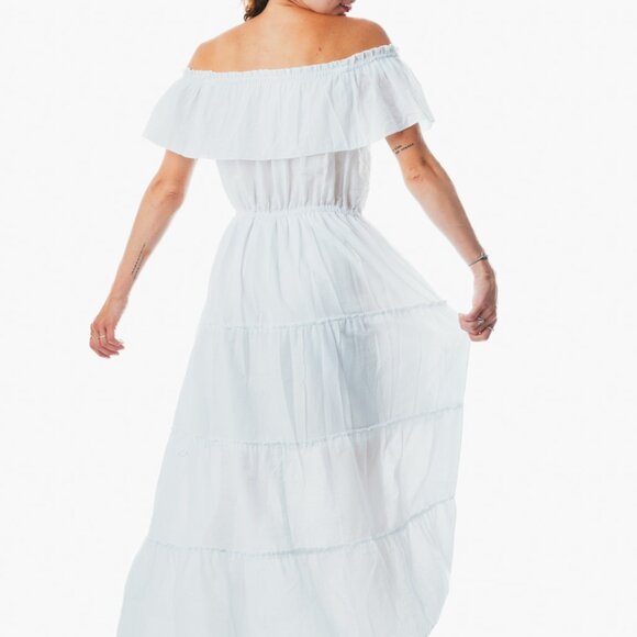 Womens Boho white Long Summer Holiday Beach Sundress Ladies Midi Strappy Dress - Picture 6 of 6